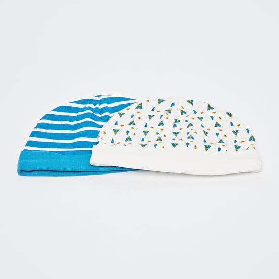 FS MINI KLUB Printed Knitted Beanie Cap- Set Of 2 Pcs.
