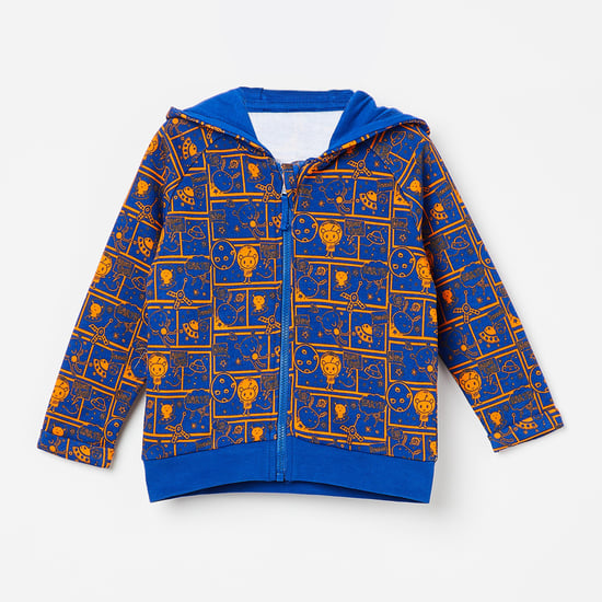 FS MINI KLUB Printed Full Sleeves Hooded Jacket