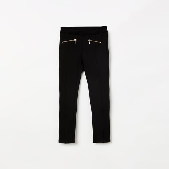 FAME FOREVER YOUNG Solid Zipper Detail Slim Fit Treggings