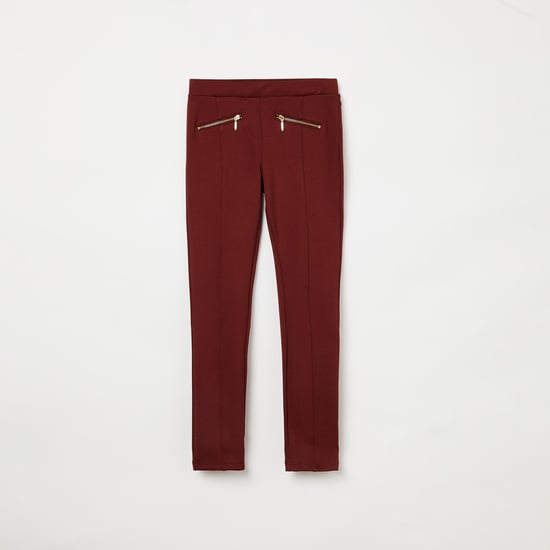 FAME FOREVER YOUNG Solid Zipper Detailed Treggings