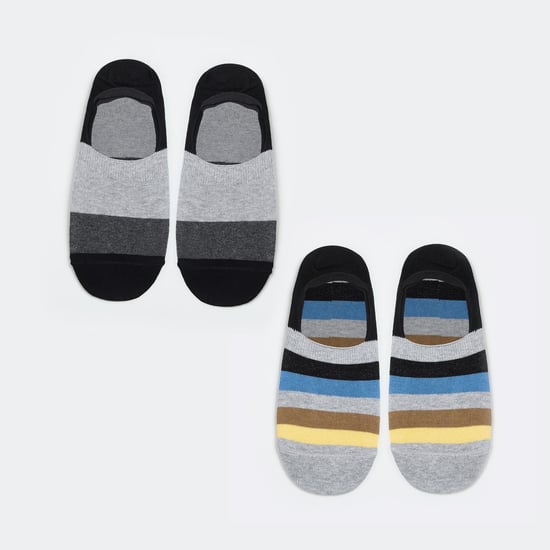 CODE Men Striped No-Show Socks - Pack of 2