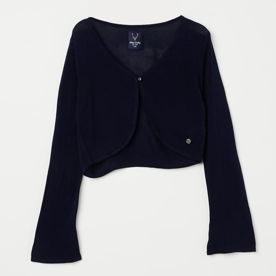 ALLEN SOLLY Solid Flared Sleeves Shrug