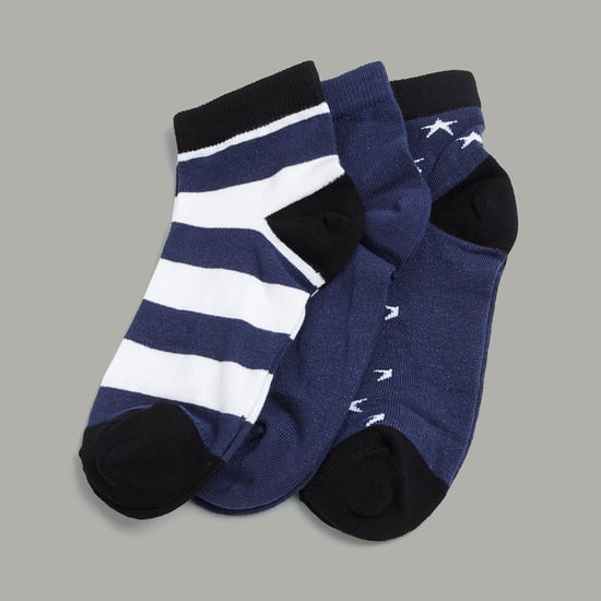 FAME FOREVER Boys Patterned Ankle-Length Socks - Pack of 3 Pairs
