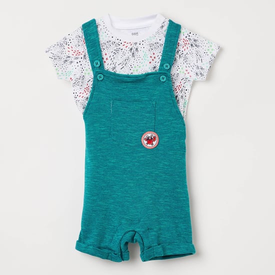 FS MINI KLUB Slub Dungaree with Printed T-shirt - Set of 2 Pcs.