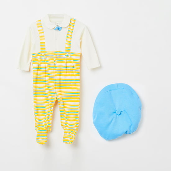 FS MINI KLUB Striped Sleep Suit with Cap