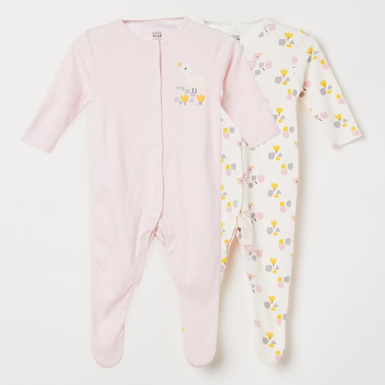 FS MINI KLUB Floral Print Sleepsuit - Set of 2 Pcs.