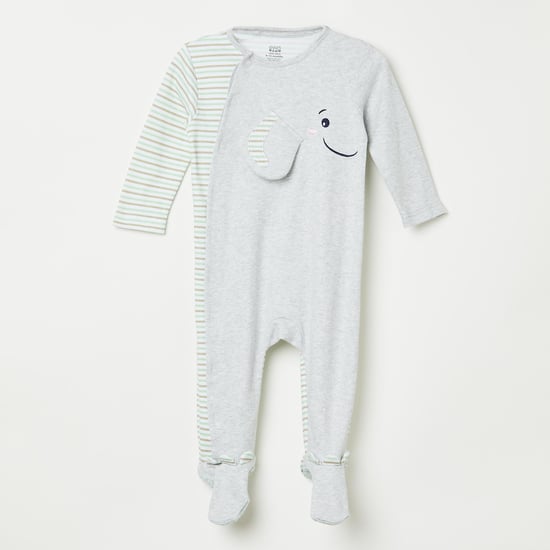FS MINI CLUB Elephant Applique Panelled Sleepsuit