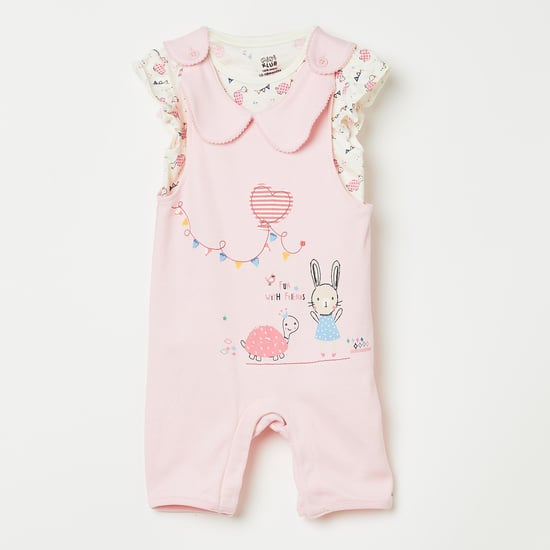FS MINI KLUB Printed Collared Romper with T-shirt