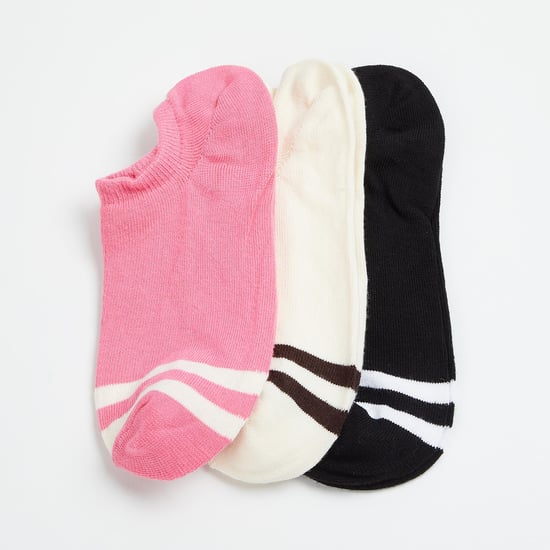 GINGER Women Striped No-Show Socks - Pack of 3