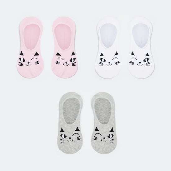 GINGER Women Kitten Pattern No-Show Socks - Pack of 3