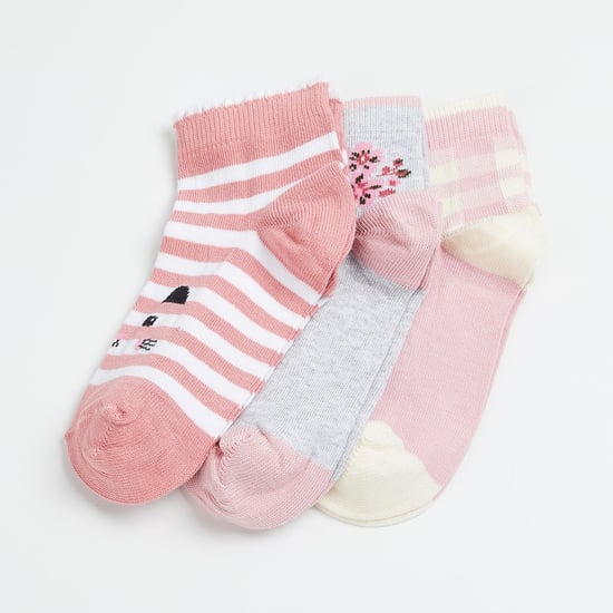 FAME FOREVER Girls Patterned Ankle-Length Socks - Pack of 3 Pairs