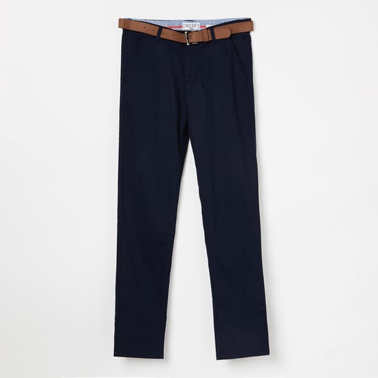 GINI & JONY Solid Low Rise Trousers with Belt