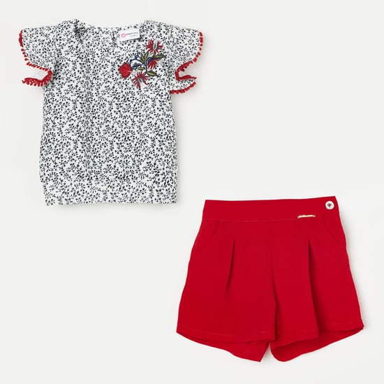 PEPPERMINT Printed Ruffle Detailed Top with Skorts