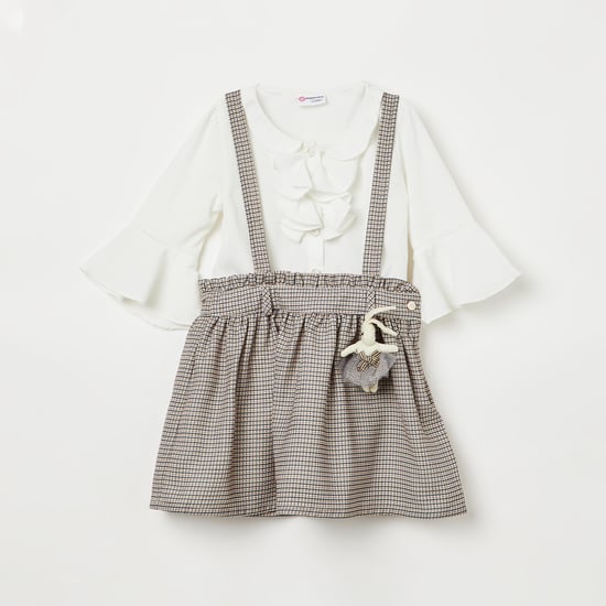 PEPPERMINT Ruffled Neck Shirt with Pinafore Skirt