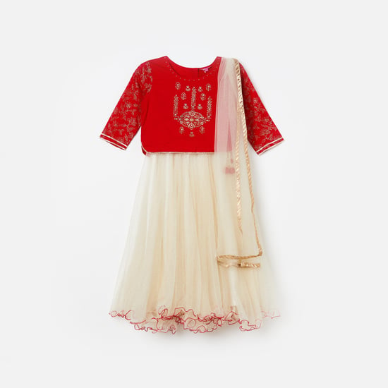 BIBA Embellished Zari Lehenga with Choli and Dupatta