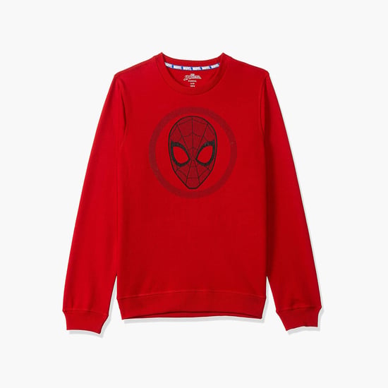 KIDSVILLE Boys Spiderman Print Full Sleeves Sweatshirt
