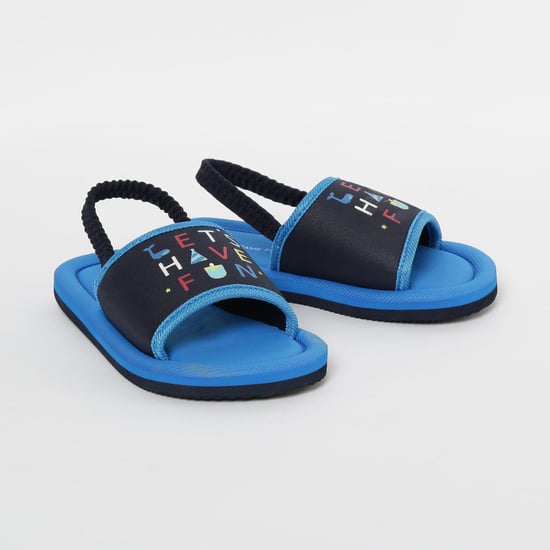 FAME FOREVER Typographic Print Slingback Flat Sandals