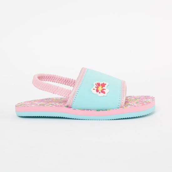 FAME FOREVER Floral Print Slingback Slippers with Applique