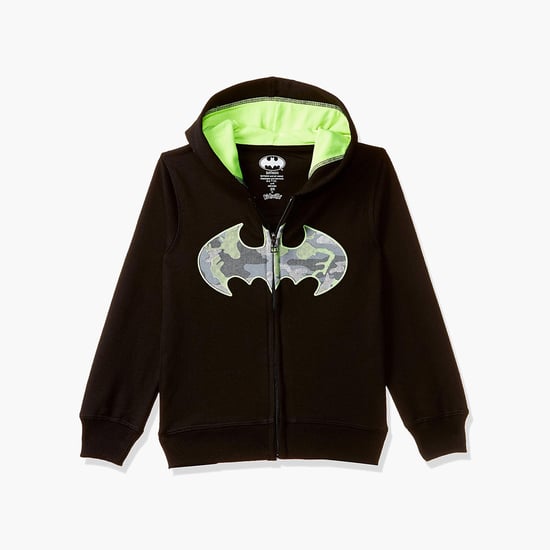 KIDSVILLE Boys Batman Print Full Sleeves Hooded Sweatshirt