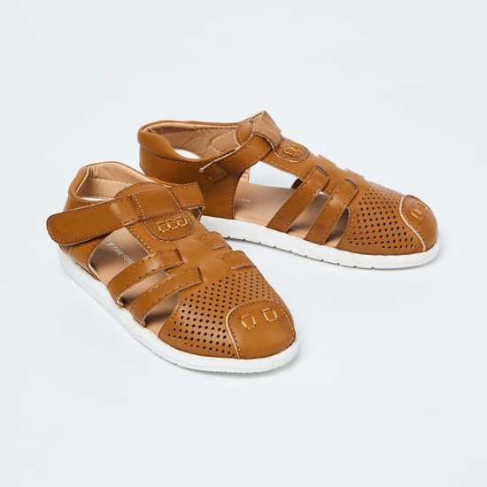 FAME FOREVER Perforated Slingback Sandals with Velcro Closure