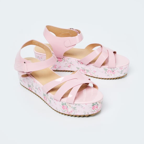 FAME FOREVER Floral Print Platform Sandals