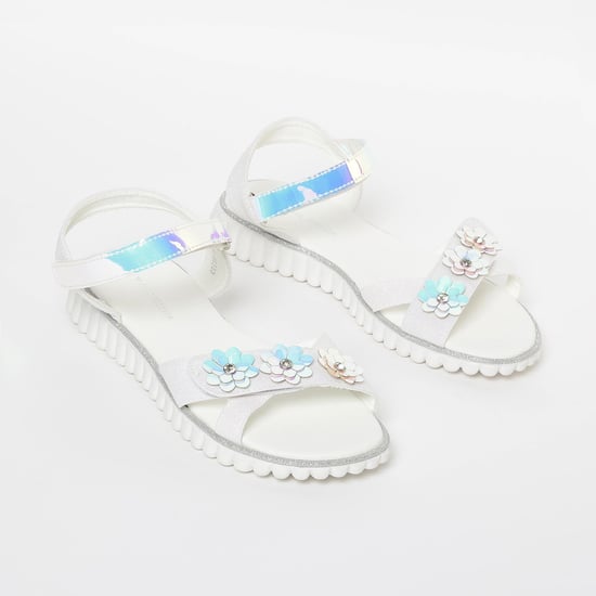 FAME FOREVER Textured Floaters with Floral Applique