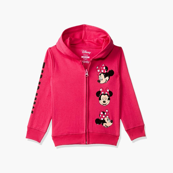 KIDSVILLE Girls Minnie Mouse Print Zip-Front Hoodie
