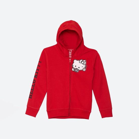 KIDSVILLE Girls Solid Full Sleeves Hooded Sweatshirt