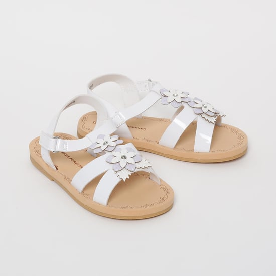 FAME FOREVER Slingback Flat Sandals with Floral Applique