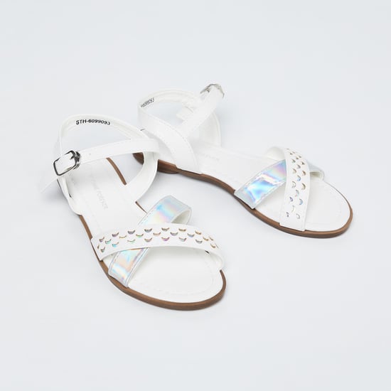 FAME FOREVER Textured Cross-Strap Sandals