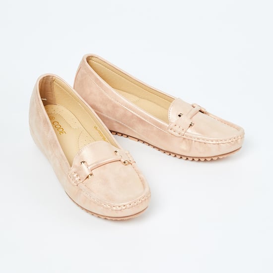 CODE Solid Wedge Heel Loafers