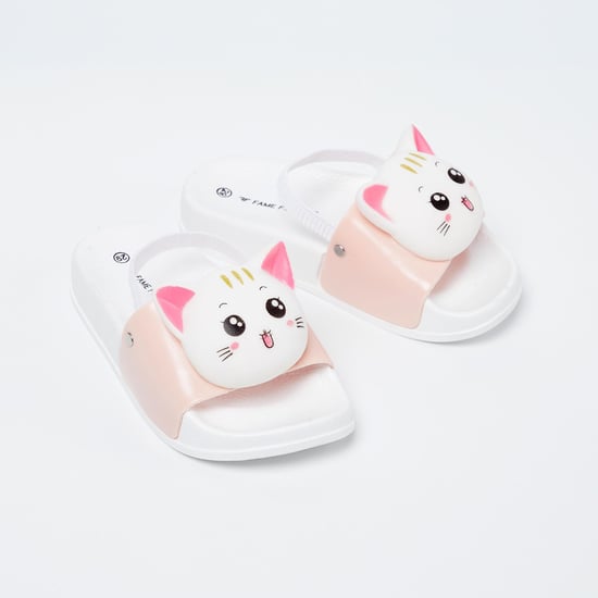 FAME FOREVER Flat Sandals with Kitten Applique