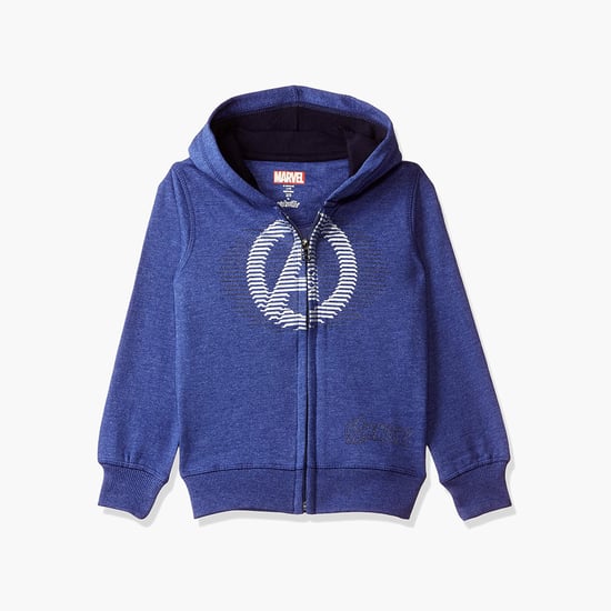 KIDSVILLE Boys Avengers Print Full Sleeves Hooded Sweatshirt