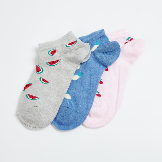 GINGER Women Patterned Knit Ankle Socks - Pack of 3