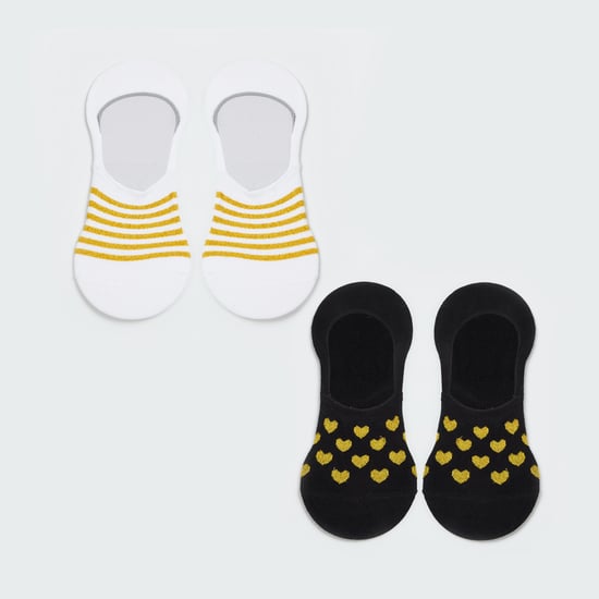 GINGER Women Pattened Knit No-Show Socks - Pack of 2
