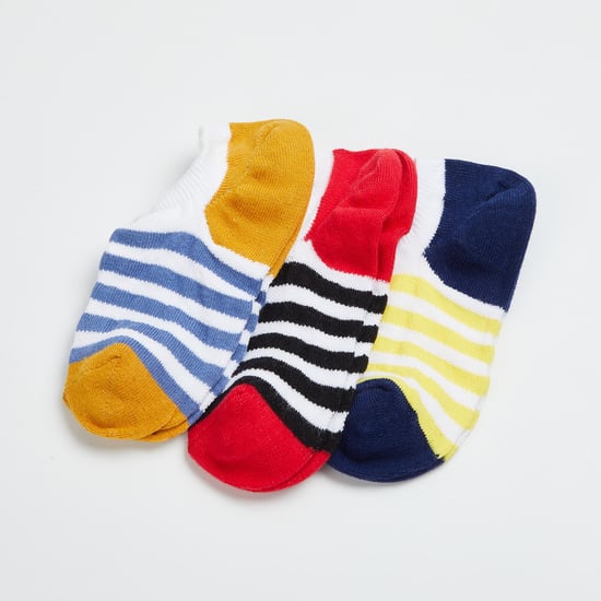FAME FOREVER Boys Striped Ankle-Length Socks - Pack of 3 Pairs