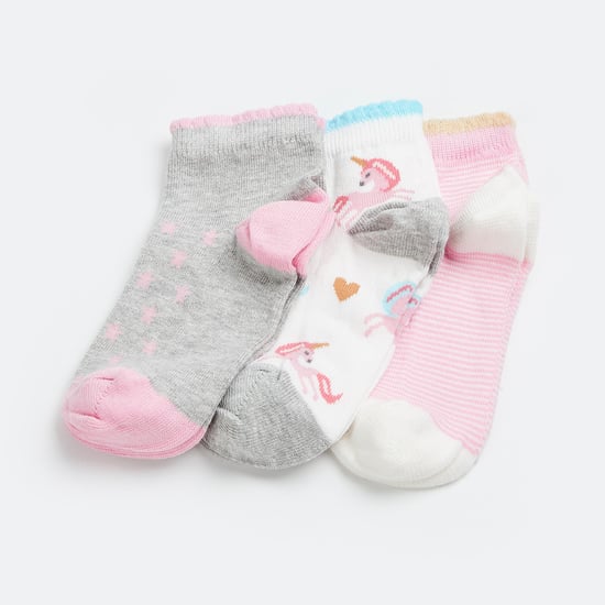 FAME FOREVER Girls Patterned Ankle-Length Socks - Pack of 3 Pairs