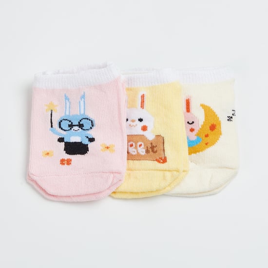 FAME FOREVER Girls Patterned Ankle-Length Socks - Pack of 3 Pairs