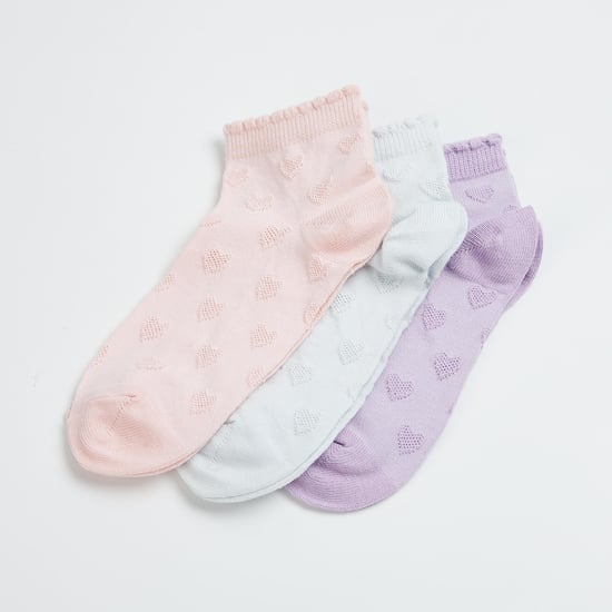 FAME FOREVER Girls Patterned Ankle-Length Socks - Pack of 3 Pairs