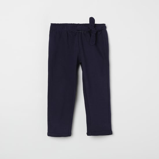 JUNIORS Solid Track Pants with Upturned Hems