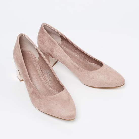 ALLEN SOLLY Pointed-Toe Pumps with Block Heels