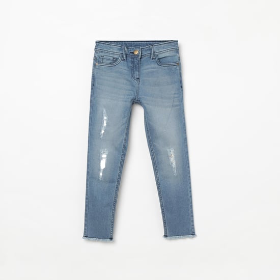 FAME FOREVER KIDS Lightly Washed Slim Fit Distressed Jeans