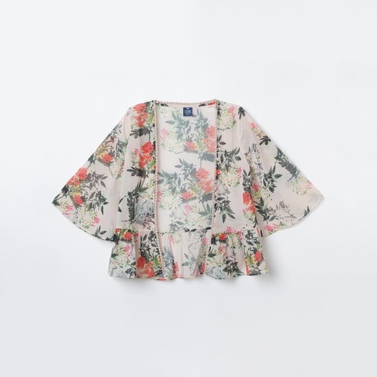 FAME FOREVER YOUNG Printed Semi-Sheer Kaftan Shrug