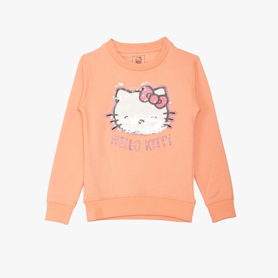KIDSVILLE Girls Sequinned Detail Full Sleeves Sweatshirt