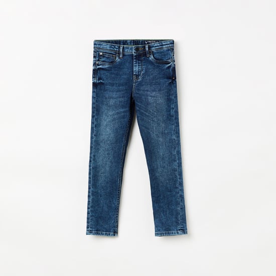 ALLEN SOLLY Girls Dark Washed Jeans with Tonal Whiskers