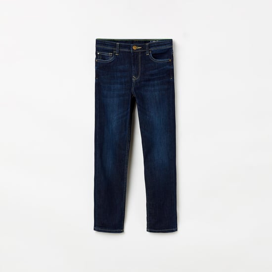 ALLEN SOLLY Girls Dark Washed Jeans with Whiskers