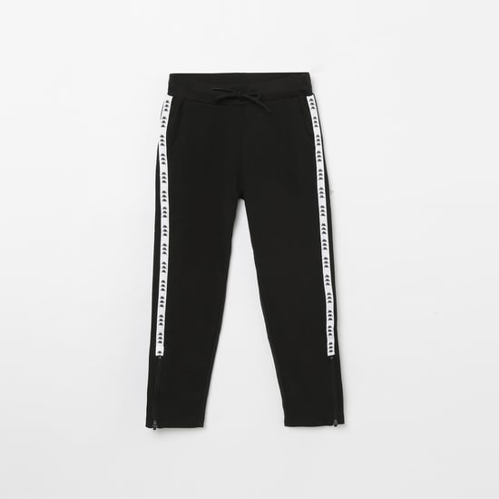 KAPPA Girls Drawstring Waist Track Pants with Contrast Taping
