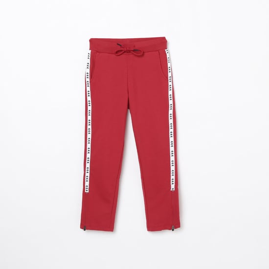 KAPPA Girls Drawstring Waist Track Pants with Contrast Taping