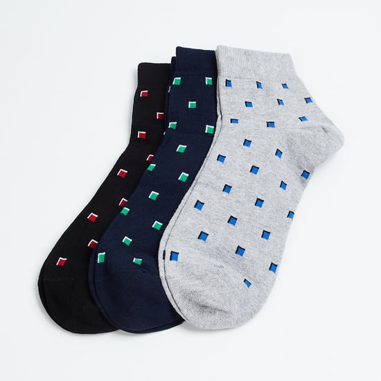 FORCA Men Patterned Knit Ankle Socks - Pack of 3
