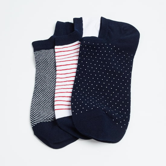 FORCA Men Patterned Knit No-Show Socks - Pack of 3